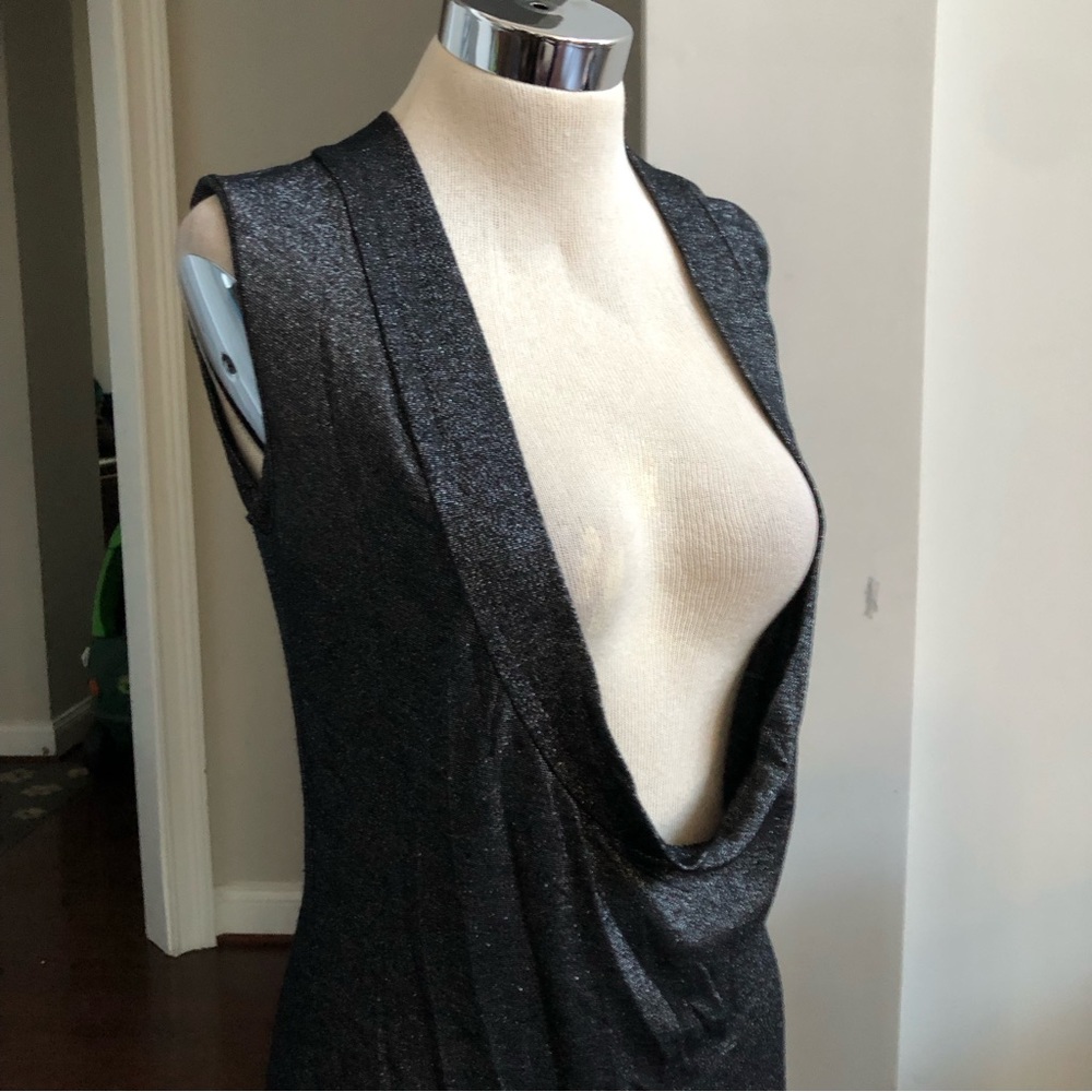 Romy Plungling Neckline Shimmery Top Sz S
